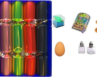 Family Christmas Crackers - brightly coloured hand made in the UK with quality gifts