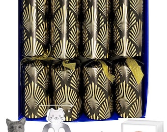 Cat Themed Christmas Crackers, Pack of 4, assorted designs