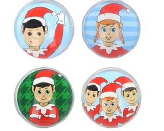 Set of 4 Mini Elf bouncy balls - ideal cracker /advent calendar filler