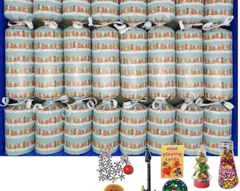 Set of 8 Family Christmas Crackers with gifts for all the family - various designs