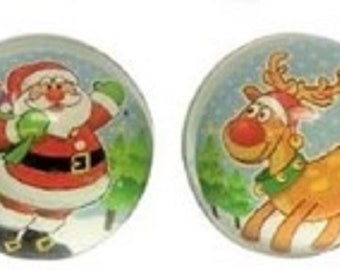 Set of 4 Christmas bouncy balls - ideal cracker /advent calendar filler