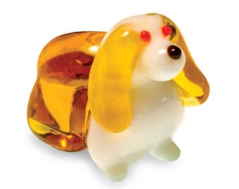Teeny Tiny Glass Shih Tzu Dog figurine in a matchbox