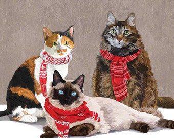 Scarf Cats Design Christmas Napkin Pack.  (20 in a pack)