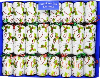 Fill Your Own Christmas Crackers - Box of 8 crackers in a Holly and Berry Design