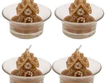 Set of 4 Min House Tea lights in a glass holder