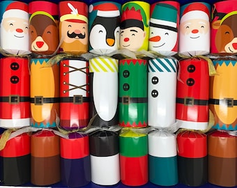 Set of 8 family fun Christmas Crackers with magic tricks- assorted designs