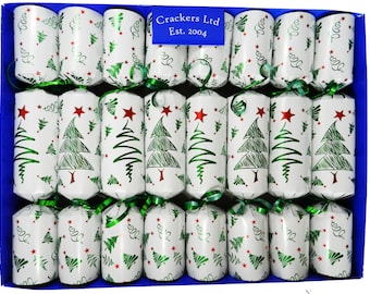 Fill Your Own Christmas Crackers - Box of 8 crackers - Christmas Trees Design