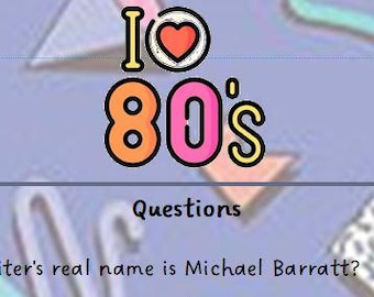 Digital Download Trivia through the decades (25 questions)  1980's films, culture, events & more-ideal for travel, cracker filler, wedding