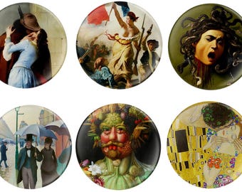Badges for Very Arty Adults! Classic Artist images on a badge. Ideal for Christmas Cracker fillers or Secret Santa