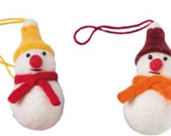 Set of 2 Felt Snowmen - Hanging decoration for the Christmas Tree