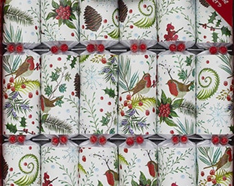Set of 6 Festive Foliage Christmas Crackers by Robin Reed