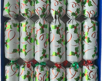 Fill Your Own Christmas Crackers - Box of 12 crackers in a Holly and Berry Design