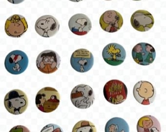 Upcycled Christmas Snoopy Badges – Set of 5, Cracker Fillers