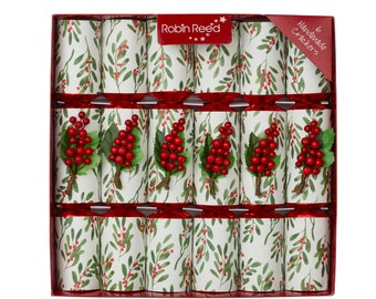 Set of 6 Jolly Holly Christmas Crackers- by Robin Reed