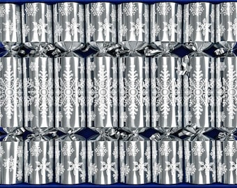 Fill Your Own Christmas Crackers - Box of 8 Silver Snowflake Design