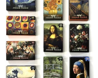 Mini Masterpiece Jigsaw Puzzle in a Matchbox - 50 piece.  Assorted famous paintings