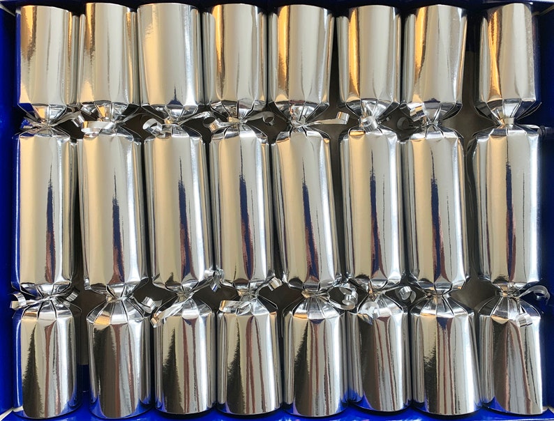 Fill Your Own Christmas Crackers Box of 8 crackers in metallic colours Silver