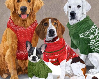 Sweater Dogs Design Christmas Napkin Pack.  (20 in a pack)