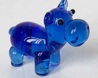 Blue Glass Hippopotamus -  ideal Christmas Cracker content