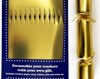 Set of 12 Flat Pack Make Your Own Gold Christmas  Crackers