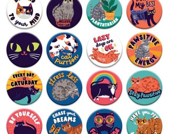 Pawsitive Purrspective Badges for Cat Lovers!  Ideal as Christmas Cracker Fillers or Secret Santa