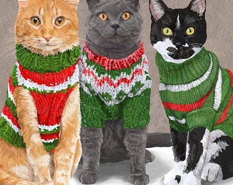 Sweater Cats Design Christmas Napkin Pack.  (20 in a pack)