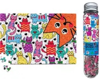 Micro Puzzle in a tube - 150 tiny pieces.  Animals - Dinosaurs, Cats, Birds, Dogs, Orca, Dolphin Great table top challenge