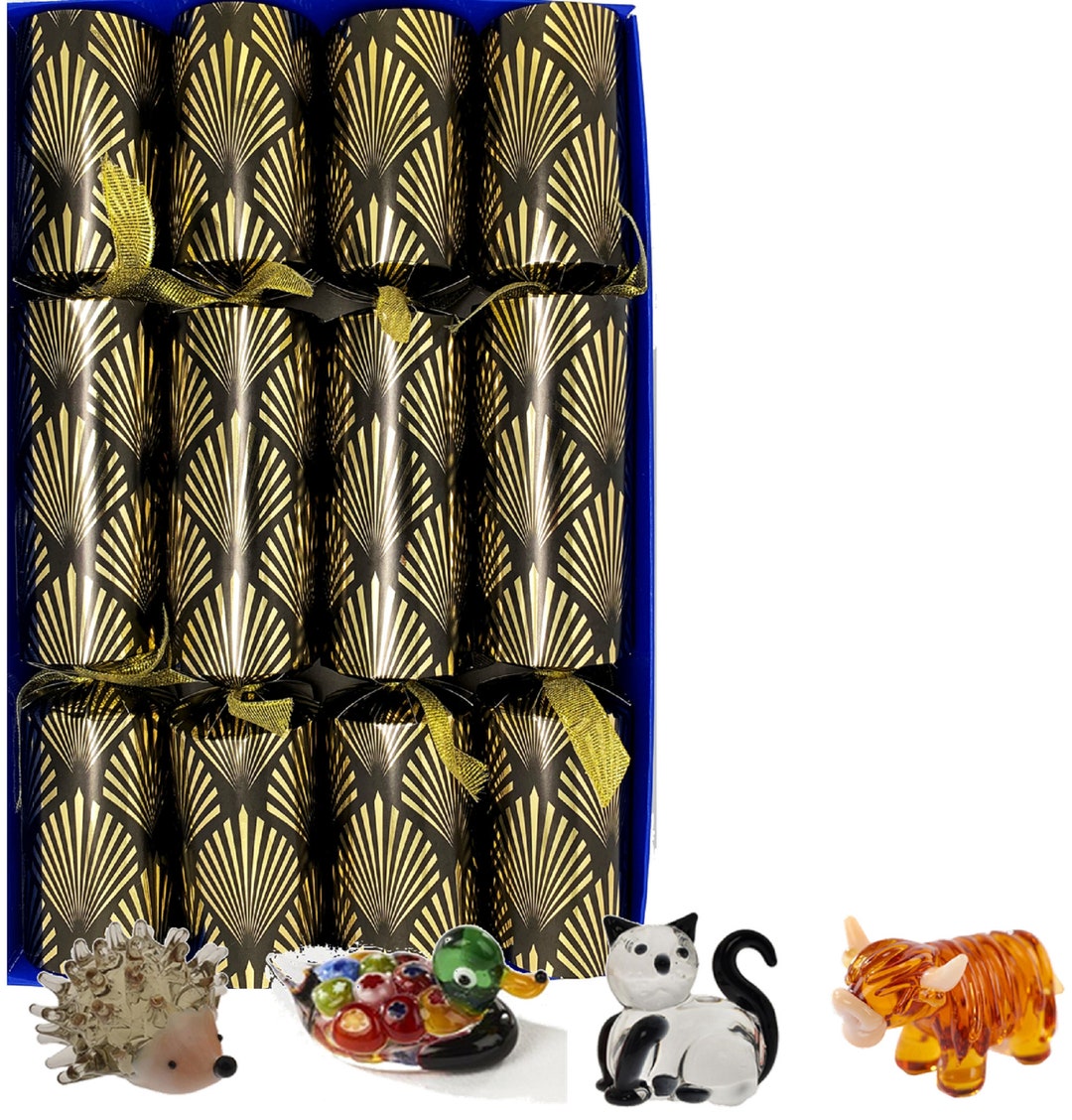 Set of 4 Luxury Christmas Crackers With Little Glass Animals - Etsy UK