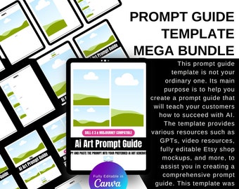 MEGA Prompt Guide Template | Fully Editable in Canva | Note: For past purchasers, the Canva Template has been updated. Do not repurchase.