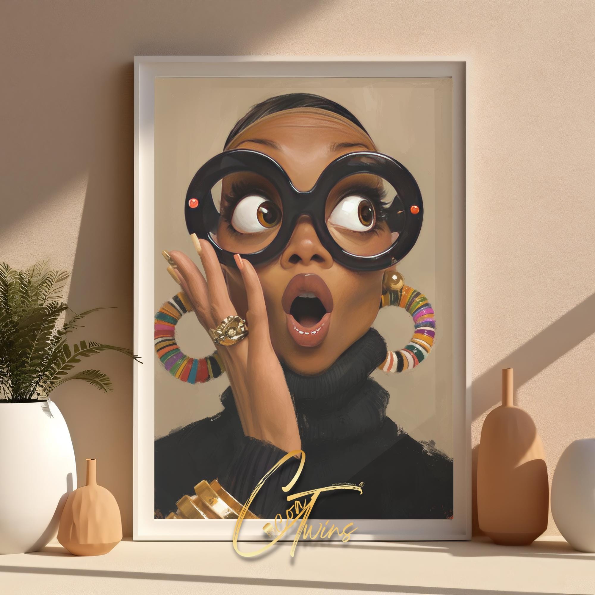 Surprised Woman Art Print: High-Resolution PNG (Commercial Use)