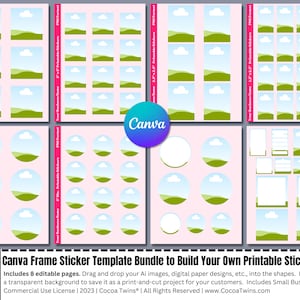Canva Frame Sticker Template Bundle to Build Your Own Printable Sticker Pages | Digital Stickers | Done for You (DFY) Commercial Use License