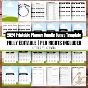 2024 Planner with PLR Rights | Editable in Canva | Organize & Monetize Your MidJourney Ai Art | Customizable | Digital Download | Printable
