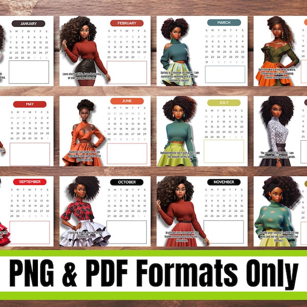 2024 Calendar | 3D Fashion Digi Doll | Stay Organized in Style | Comaptible with Goodnote | Digital Download - PDF and PNG Format