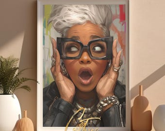 Surprised Woman Art Print: High-Resolution PNG (Digital Download)