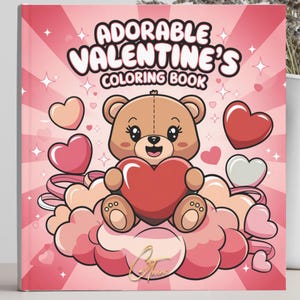 Entzückendes Kawaii Malbuch zum Valentinstag | PDF-Format | Sofort Download |Drucken und ausmalen | Farbe digital mit Procreate