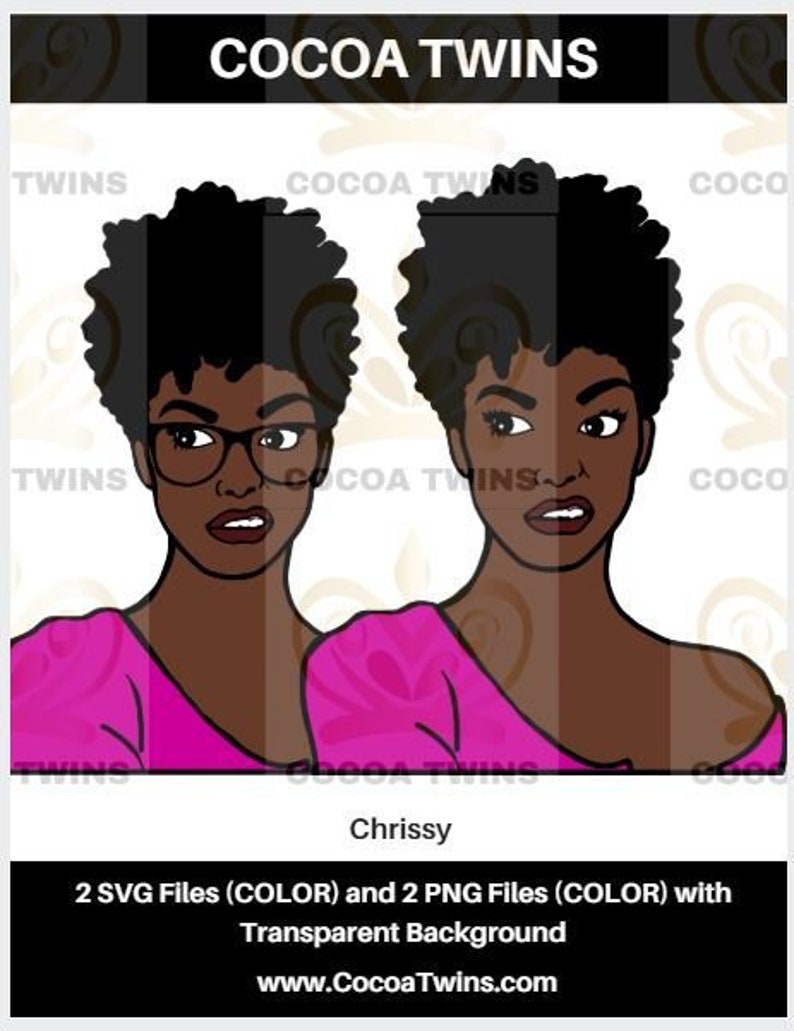 Chrissy Cocoa Twins Exclusive,Original African-American SVG PNG Cut Files,T-Shirt Designs,Black Girl Magic,Cricut,Black Art