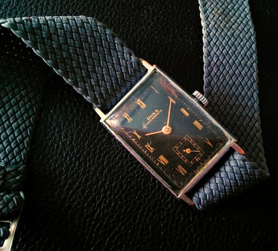 Vintage Art Deco 1930s Doxa black GILT dial watc