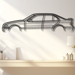BMW E36 M3 Metal Wall Art Decor, car Silhouette, Garage Wall Sign ,Gift for Men, Custom Automotive decors, birthday automotive gift for him
