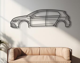 Decoración de pared de metal ideal para entusiastas del VW Golf 8 mk8, silueta de coche, letrero para garaje, decoración automotriz personalizada, regalo de cumpleaños para él.