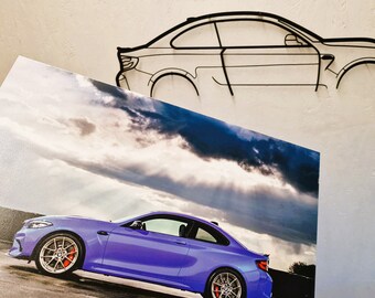 Arte de pared de metal personalizado, silueta de coche personalizada, regalo para hombres, decoraciones automotrices personalizadas
