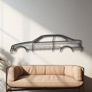 Metal Wall Art Decor for BMW E36 coupe M3, car Silhouette, Garage Wall Sign, Custom Automotive decors, birthday automotive gift for him, men