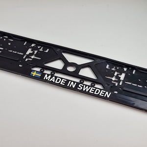 Made in Sweden Personalized EU license plate holder, Custom registration number frame, gift for petrolhead, car accesories, UV print