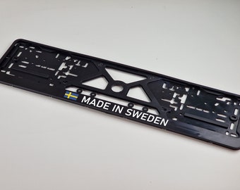 Made in Sweden Personalized EU license plate holder, Custom registration number frame, gift for petrolhead, car accesories, UV print