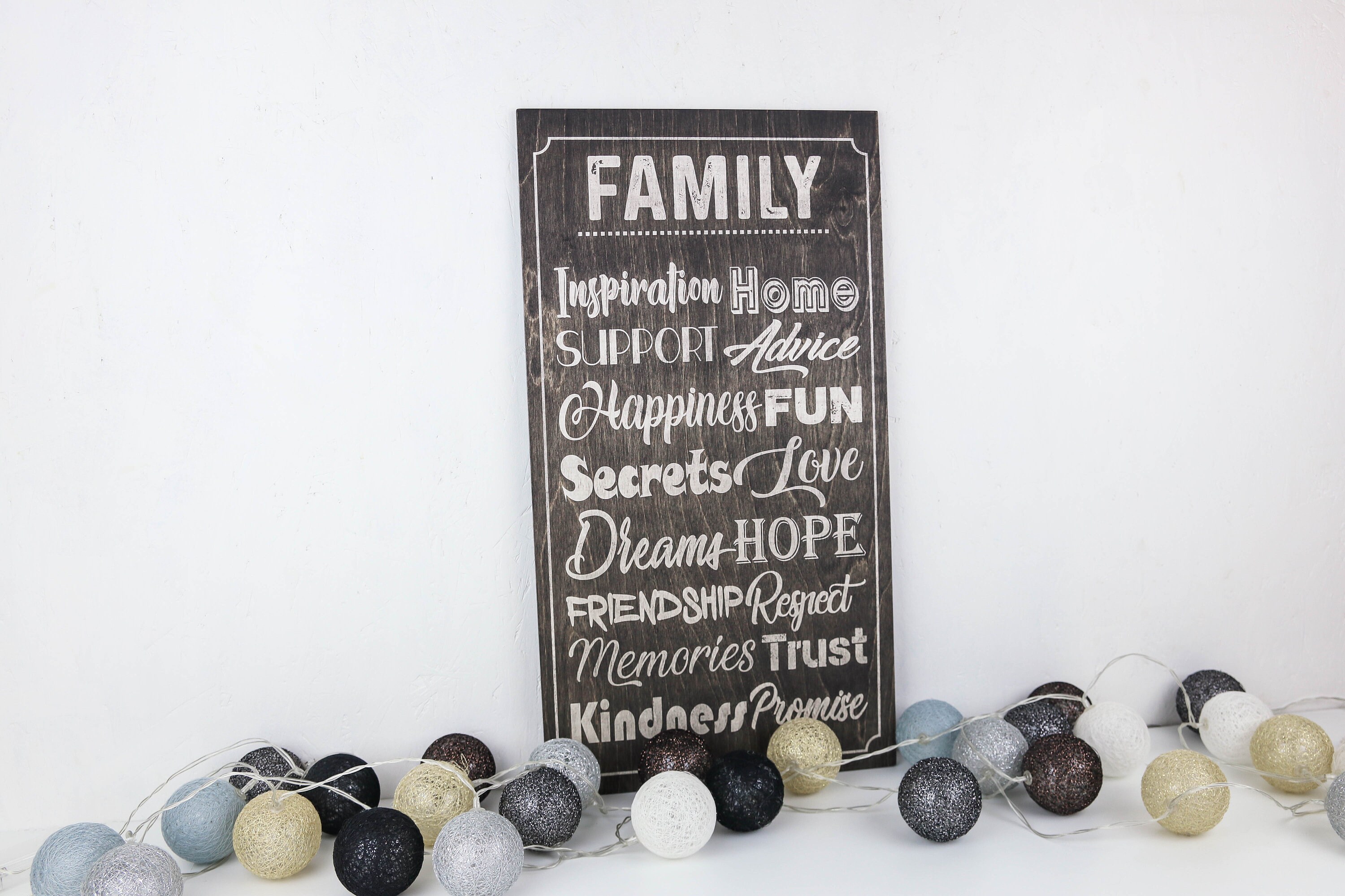 Wooden Shelf Decor Plywood Family Sign Interior Design Living