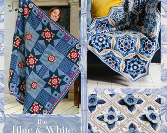 UK Terms Blue & White Crochet Blanket Pattern Bundle