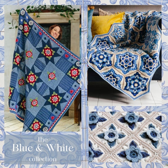 Blau & Weiß Gehäkelte Decke Pattern Bundle