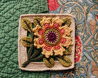 Sunflower Motif Crochet Pattern - Spirit of Flora Collection