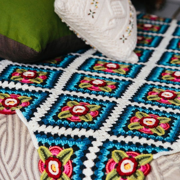 Mexican Diamonds Blanket Pattern by Jane Crowfoot