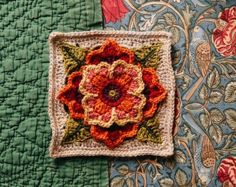 Tudor Rose Motif Crochet Pattern - Spirit of Flora Collection