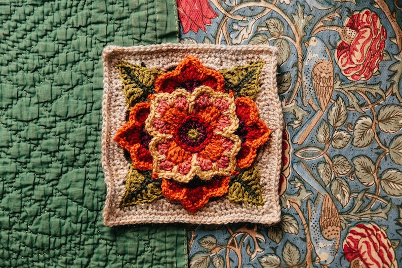 Tudor Rose Motif Crochet Pattern Spirit of Flora Collection image 1